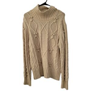 Cupcakes & Cashmere Beige Cable Knit Sweater Size XL